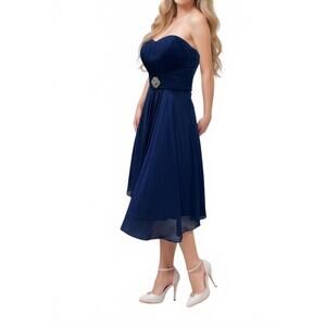 NEW MILANO FORMALS sugar blush midi dress in navy
